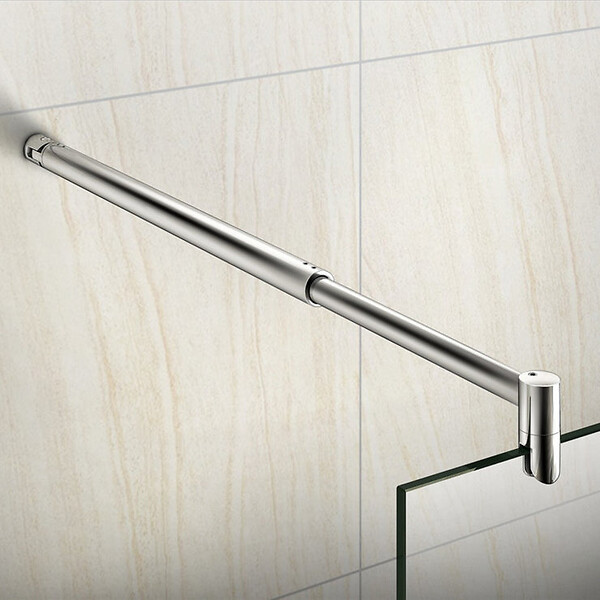 AICA SANITAIRE - Paroi de douche 140x200cm avec barre de fixation 70-120cm en cylindrique, AICA paroi de douche à l'italienne en 8mm verre bande centrale dépoli - large