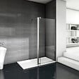 AICA SANITAIRE - Paroi de douche 100+40x200cm avec barre de fixation 140cm en carré, verre 8mm clair de sécurité, AICA paroi de douche à l'italienne avec retour pivotant 40cm - vignette