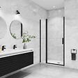 AICA SANITAIRE - Porte de douche pivotante 120x200cm avec un élément fixe Profilé noir mat Porte de douche Hauteur 200cm en verre anticalcaire - vignette