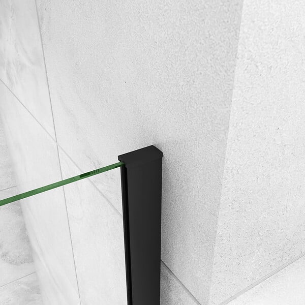 AICA SANITAIRE - Porte de douche pivotante 120x200cm avec un élément fixe Profilé noir mat Porte de douche Hauteur 200cm en verre anticalcaire - large