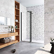 AICA SANITAIRE - Paroi de douche 60+40x200cm avec barre de fixation 140cm en carré, AICA paroi de douche à l'italienne avec retour pivotant 40cm en 8mm verre anticalcaire, profilé noir mat - vignette