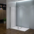 AICA SANITAIRE - Paroi de douche avec retour pivotant 100+40x200cm, charnières, AICA paroi de douche à l'italienne en verre anticalcaire avec barre de fixation 140cm en carré - vignette