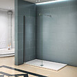 AICA SANITAIRE - Paroi de douche 110x200cm avec barre de fixation 90cm en carré, profilé en chromé, AICA paroi de douche à l'italienne en 8mm verre anticalcaire et securit - vignette