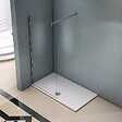 AICA SANITAIRE - Paroi de douche 110x200cm avec barre de fixation 90cm en carré, profilé en chromé, AICA paroi de douche à l'italienne en 8mm verre anticalcaire et securit - vignette
