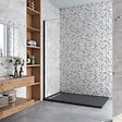 AICA SANITAIRE - Paroi de douche 50x200cm en Noir mat, AICA paroi de douche italienne en verre 8mm anticalcaire, sans barre de fixation - vignette