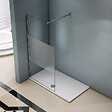 AICA SANITAIRE - Paroi de douche 120x200cm avec barre de fixation 73-120cm en carré, AICA paroi de douche à l'italienne en 8mm verre bande centrale dépoli - vignette