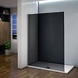 AICA SANITAIRE - Paroi de douche à l'italienne 120x200cm en verre 8mm fumé et anticalcaire, paroi de douche foncée, sans barre de fixation - vignette