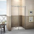 AICA SANITAIRE - Porte de douche coulissante 130cm Hauteur 195cm en verre 8mm securit anticalcaire, porte de douche installée en niche - vignette