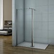 AICA SANITAIRE - Paroi de douche 80+40x200cm avec barre de fixation 70-120cm en cylindrique, verre 8mm clair de sécurité, AICA paroi de douche à l'italienne avec retour pivotant 40cm - vignette