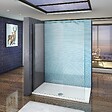AICA SANITAIRE - Paroi de douche 130x200cm verre 10mm avec barre de fixation 70-120cm en cylindrique, AICA paroi de douche à l'italienne en verre securit anticalcaire - vignette