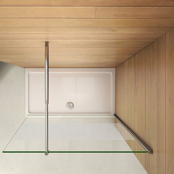 AICA SANITAIRE - Paroi de douche 100x200cm avec barre de fixation 70-120cm en cylindrique, AICA paroi de douche à l'italienne en 8mm verre bande centrale dépoli - large