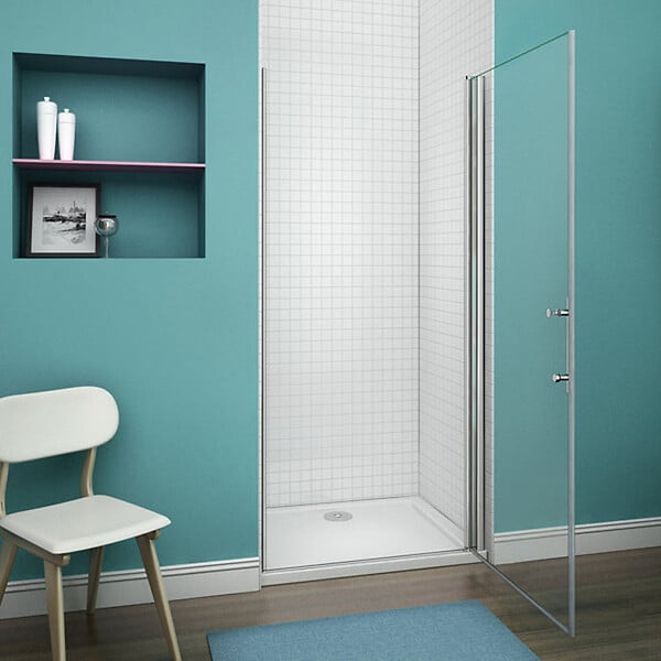 AICA SANITAIRE - Porte de douche pivotante porte de douche 80x187cm en 6mm verre de sécurité anticalcaire, installation en niche - large