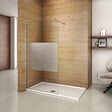 AICA SANITAIRE - Paroi de douche 110x200cm avec barre de fixation 70-120cm en cylindrique, AICA paroi de douche à l'italienne en 8mm verre bande centrale dépoli - vignette