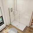 AICA SANITAIRE - Paroi de douche 60x200cm avec barre de fixation au plafond 90-150cm, profilé en chromé, AICA paroi de douche à l'italienne en 8mm verre anticalcaire et securit - vignette