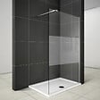 AICA SANITAIRE - Paroi de douche 110x200cm avec barre de fixation 90cm pince renforcée, AICA paroi de douche à l'italienne en 8mm verre bande centrale dépoli - vignette
