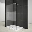 AICA SANITAIRE - Paroi de douche 110x200cm avec barre de fixation 90cm pince renforcée, AICA paroi de douche à l'italienne en 8mm verre bande centrale dépoli - vignette