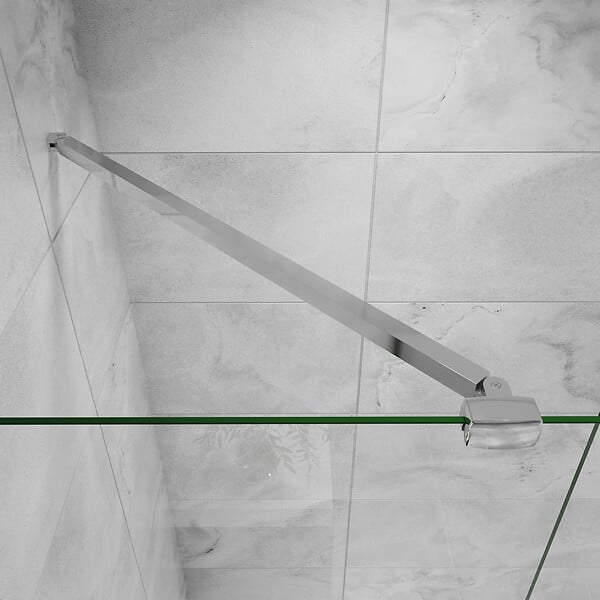 AICA SANITAIRE - Paroi de douche 110x200cm avec barre de fixation 90cm pince renforcée, AICA paroi de douche à l'italienne en 8mm verre bande centrale dépoli - large