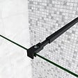 AICA SANITAIRE - Paroi de douche 70+30x200cm avec barre de fixation 73-120cm en carré, AICA paroi de douche à l'italienne avec retour pivotant 30cm en 8mm verre anticalcaire, profilé noir mat - vignette