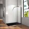 AICA SANITAIRE - Paroi de douche 60x200cm avec barre de fixation 140cm en carré, profilé noir mat, AICA paroi de douche à l'italienne en 8mm verre securit anticalcaire - vignette