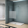 AICA SANITAIRE - Paroi de douche 110x200cm avec barre de fixation 73-120cm en carré, AICA paroi de douche à l'italienne en 8mm verre bande centrale dépoli - vignette