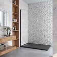 AICA SANITAIRE - Paroi de douche 90x200cm en Noir mat, AICA paroi de douche italienne en verre 8mm anticalcaire, sans barre de fixation - vignette