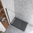AICA SANITAIRE - Paroi de douche 90x200cm en Noir mat, AICA paroi de douche italienne en verre 8mm anticalcaire, sans barre de fixation - vignette