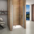 AICA SANITAIRE - Porte de douche battante 80x187cm porte de douche pivotante à 180°, en verre 6mm anticalcaire, installation en niche - vignette