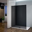 AICA SANITAIRE - Paroi de douche grise 120x200cm avec barre de fixation 73-120cm en carré, paroi de douche à l'italienne en 8mm verre anticalcaire - vignette