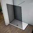 AICA SANITAIRE - Paroi de douche grise 120x200cm avec barre de fixation 73-120cm en carré, paroi de douche à l'italienne en 8mm verre anticalcaire - vignette