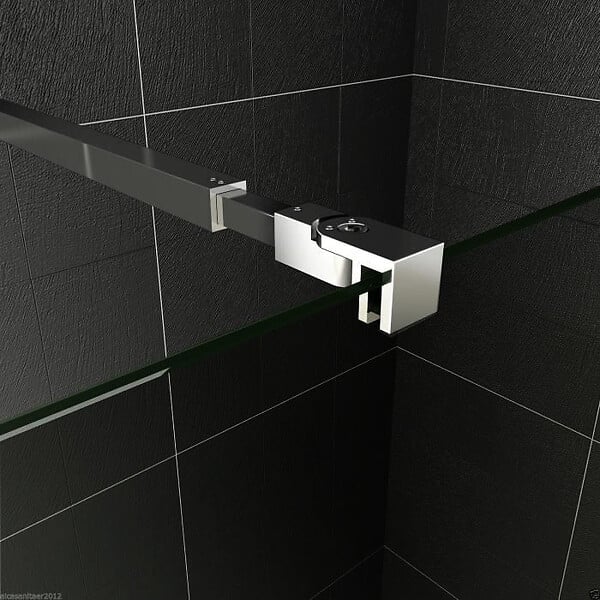 AICA SANITAIRE - Paroi de douche grise 120x200cm avec barre de fixation 73-120cm en carré, paroi de douche à l'italienne en 8mm verre anticalcaire - large