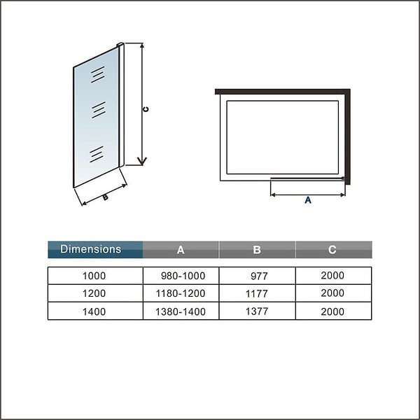 AICA SANITAIRE - Paroi de douche grise 120x200cm avec barre de fixation 73-120cm en carré, paroi de douche à l'italienne en 8mm verre anticalcaire - large
