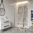 AICA SANITAIRE - Paroi de douche 140+40x200cm avec barre de fixation 90cm en carré, verre 8mm clair de sécurité, AICA paroi de douche à l'italienne avec retour pivotant 40cm - vignette