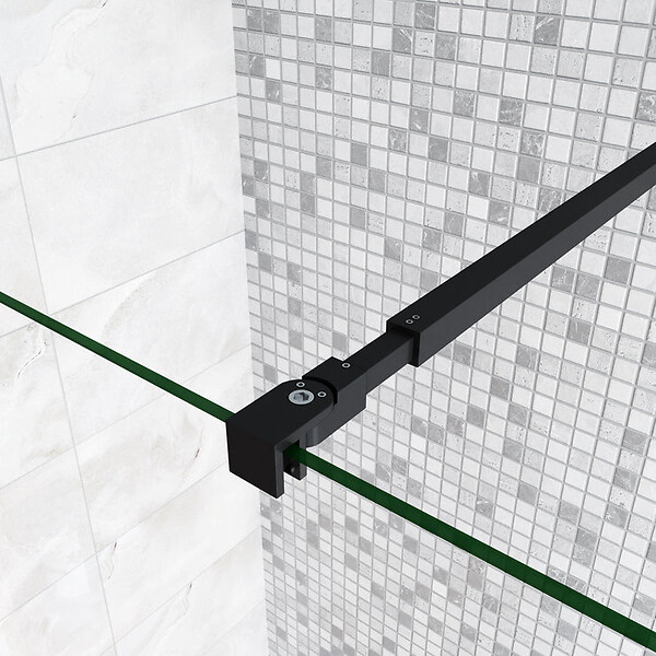 AICA SANITAIRE - Paroi de douche 120+40x200cm avec barre de fixation 73-120cm en carré, AICA paroi de douche à l'italienne avec retour pivotant 40cm en 8mm verre anticalcaire, profilé noir mat - large