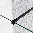 AICA SANITAIRE - Paroi de douche 120+40x200cm avec barre de fixation 73-120cm en carré, AICA paroi de douche à l'italienne avec retour pivotant 40cm en 8mm verre anticalcaire, profilé noir mat - vignette