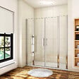 AICA SANITAIRE - Porte de douche battante H.197cm largeur réglable 164 à 169.4cm, porte de douche pivotante à 180° avec 2 éléments fixes en 6mm verre securit anticalcaire - vignette