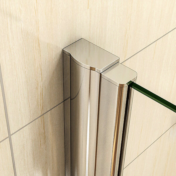 AICA SANITAIRE - Porte de douche battante H.197cm largeur réglable 164 à 169.4cm, porte de douche pivotante à 180° avec 2 éléments fixes en 6mm verre securit anticalcaire - large