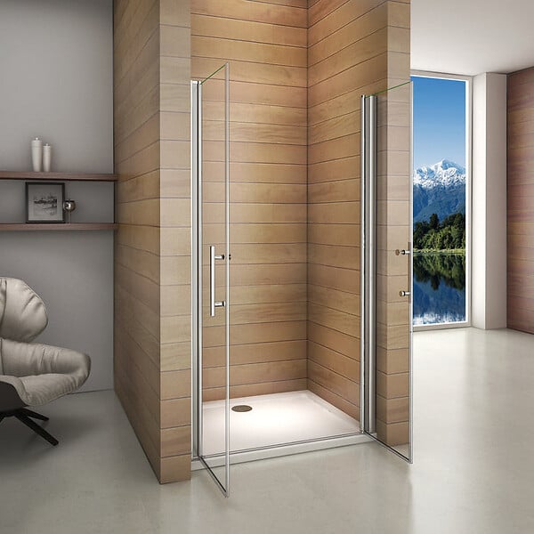 AICA SANITAIRE - Porte de douche battante 85x187cm porte de douche pivotante à 180°, en verre 6mm anticalcaire, installation en niche - large