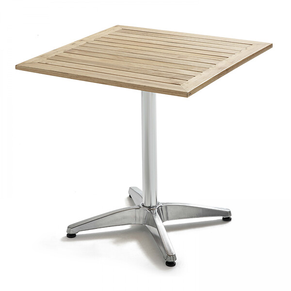 OVIALA - Table haute mange debout carrée en aluminium et bois - Soho - large