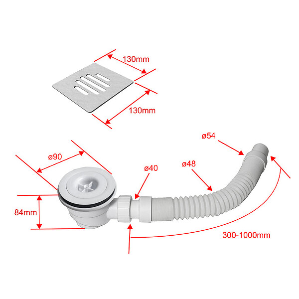 AICA SANITAIRE - Receveur de douche 140x90cm avec une grille en ABS, AICA bac à douche rectangulaire, Extra-plat, blanc, anti-dérapant - large