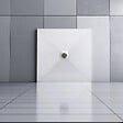 AICA SANITAIRE - Receveur de douche 90x90cm avec une grille en Inox, AICA bac à douche carré, Extra-plat, blanc, anti-dérapant - vignette