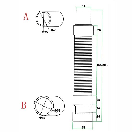 AICA SANITAIRE - AICA Tuyau de bonde 90cm, siphon pour bonde de receveur, tuyau flexible - large