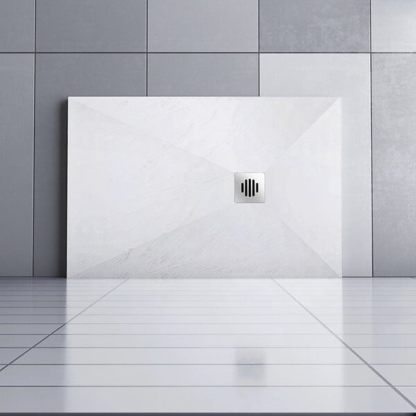 AICA SANITAIRE - Receveur de douche 140x90cm avec une grille en Inox, AICA bac à douche rectangulaire, Extra-plat, blanc, anti-dérapant - large