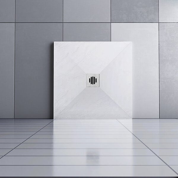 AICA SANITAIRE - Receveur de douche 90x90cm avec une grille en ABS, AICA bac à douche carré, Extra-plat, blanc, anti-dérapant - large
