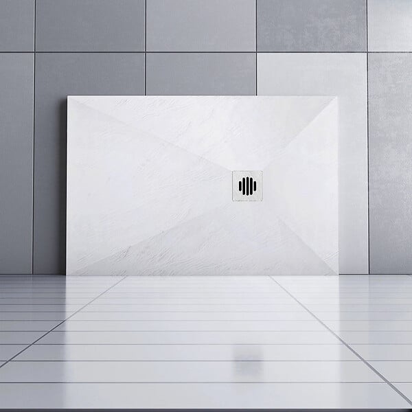 AICA SANITAIRE - Receveur de douche 100x90cm avec une grille en ABS, AICA bac à douche rectangulaire, Extra-plat, blanc, anti-dérapant - large