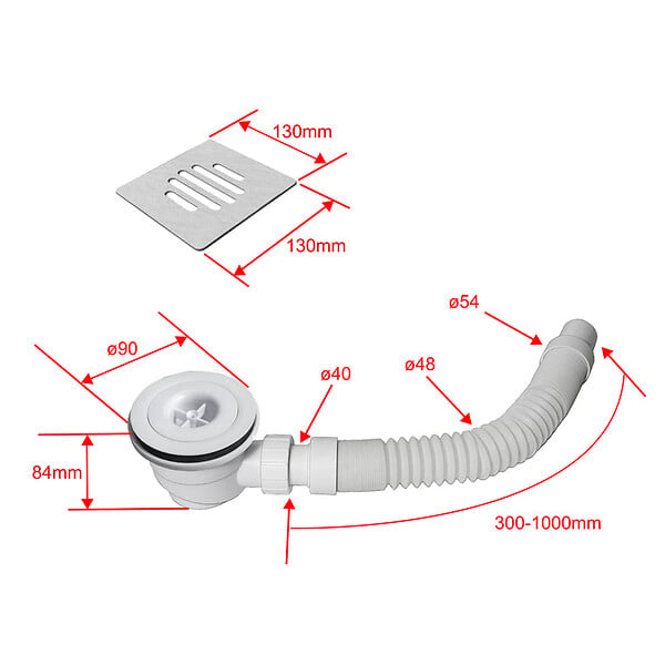 AICA SANITAIRE - Receveur de douche 100x90cm avec une grille en ABS, AICA bac à douche rectangulaire, Extra-plat, blanc, anti-dérapant - large