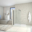 AICA SANITAIRE - Paroi de douche 70x200cm avec barre de fixation 70-120cm en cylindrique, profilé noir mat, AICA paroi de douche à l'italienne en 8mm verre securit anticalcaire - vignette