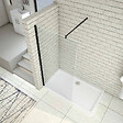 AICA SANITAIRE - Paroi de douche 70x200cm avec barre de fixation 70-120cm en cylindrique, profilé noir mat, AICA paroi de douche à l'italienne en 8mm verre securit anticalcaire - vignette