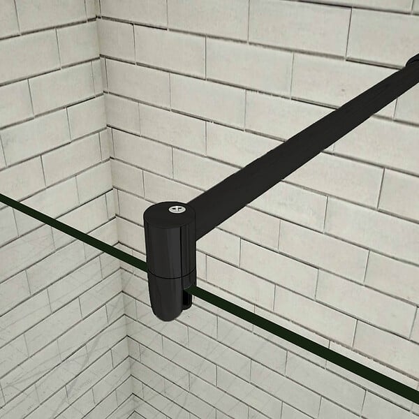 AICA SANITAIRE - Paroi de douche 70x200cm avec barre de fixation 70-120cm en cylindrique, profilé noir mat, AICA paroi de douche à l'italienne en 8mm verre securit anticalcaire - large