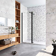 AICA SANITAIRE - Paroi de douche 70+40x200cm avec barre de fixation 73-120cm en carré, AICA paroi de douche à l'italienne avec retour pivotant 40cm en 8mm verre anticalcaire, profilé noir mat - vignette