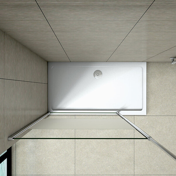 AICA SANITAIRE - Paroi de douche 100x200cm avec barre de fixation au plafond 203-320cm, AICA paroi de douche à l'italienne en 8mm verre bande centrale dépoli - large